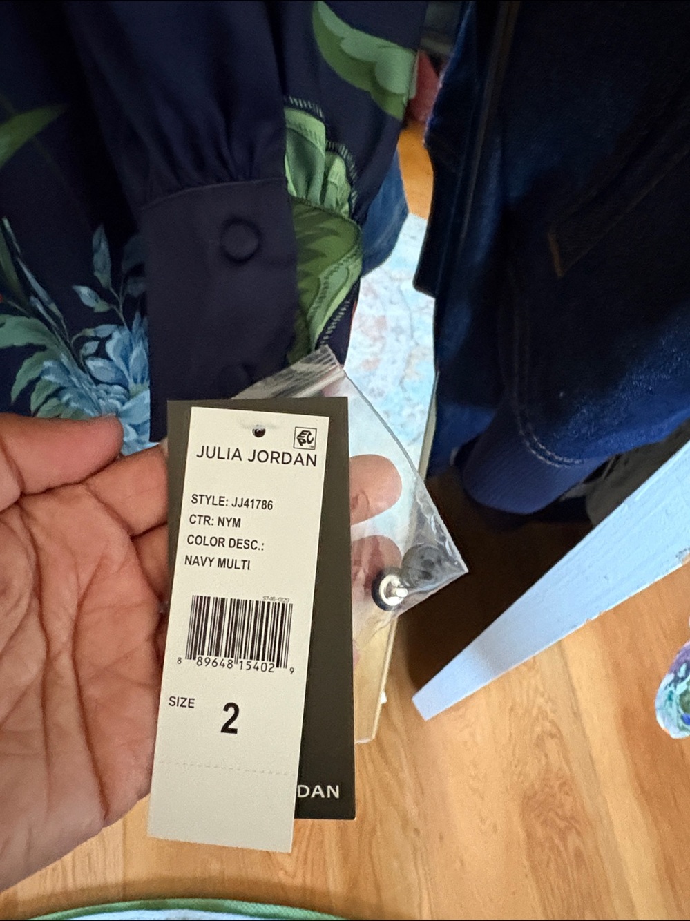 julia jordan Navy Floral Maxi Shirt Dress with Tie - Picture 4 of 7